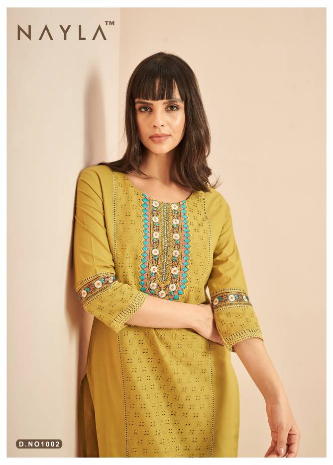 Nayla Begum Cotton Work Designer Kurti With Bottom Dupatta Wholesale Online
